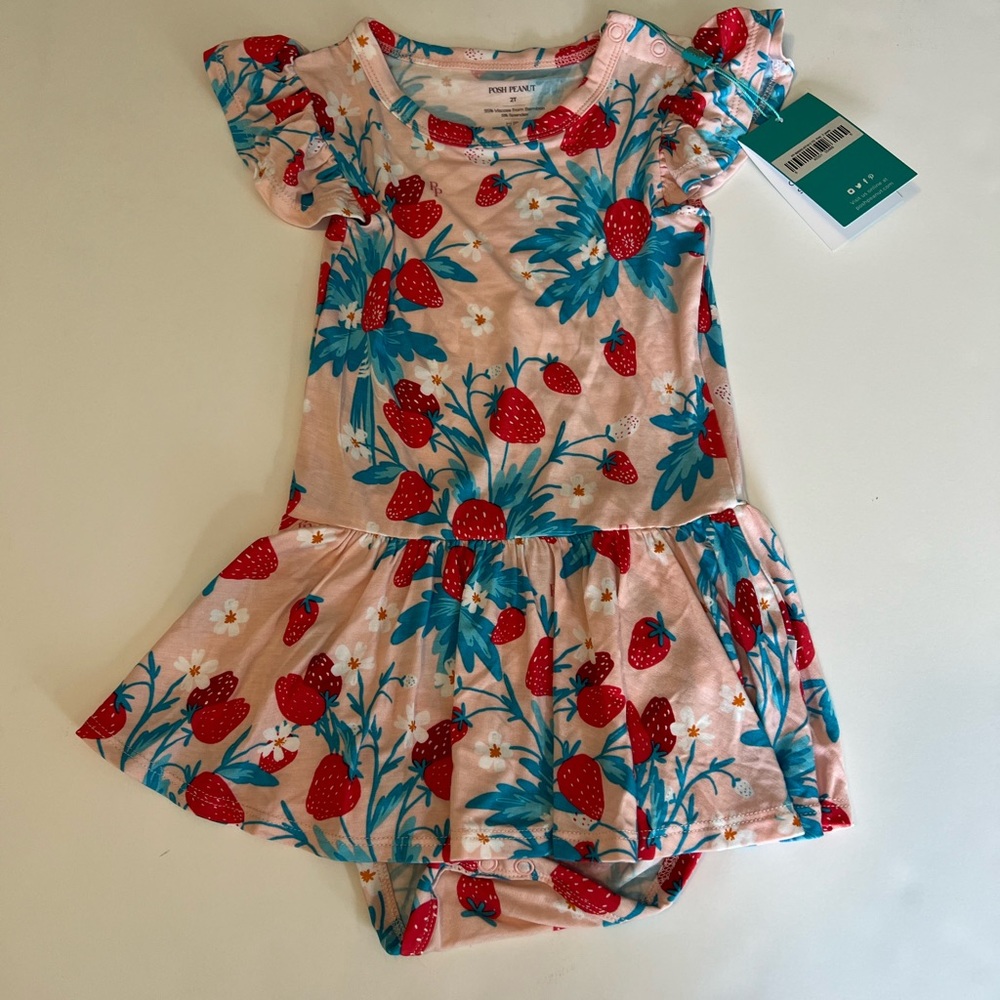 NWT Posh Peanut Strawberry Twirl Bodysuit - 2T